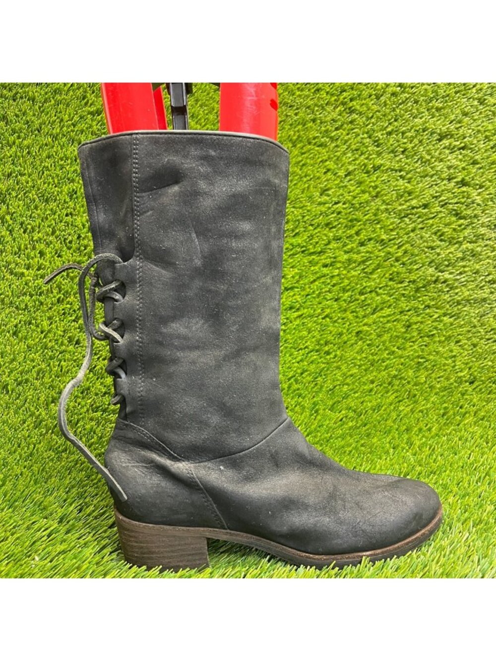 UGG Cary Womens Size 6 Black Classic Outdoor Leather Lace Up Heeled Boots